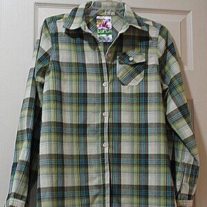 Burton women's plaid flannel fitted button up long sleeve shirt, Size Small